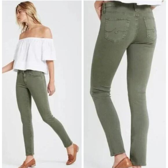 Adriano Goldschmied Jeans Womens 25 Green Prima Cigarette Leg Skinny Pants - Picture 1 of 9